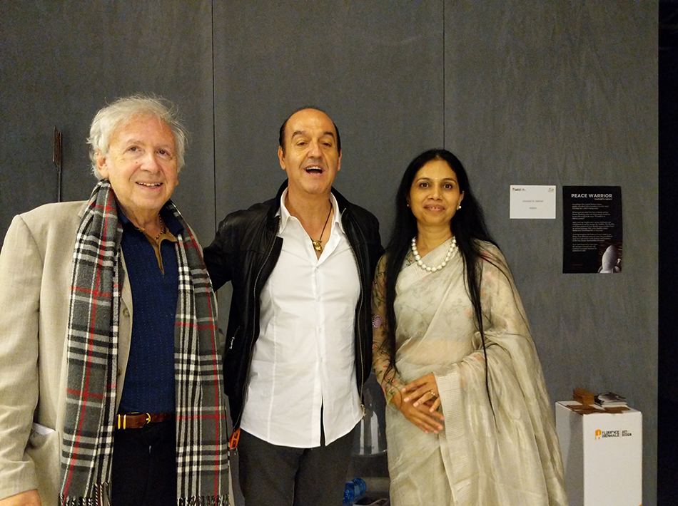 Sangeetha Abhay With her Sculpture Visitors in Florence Biennale